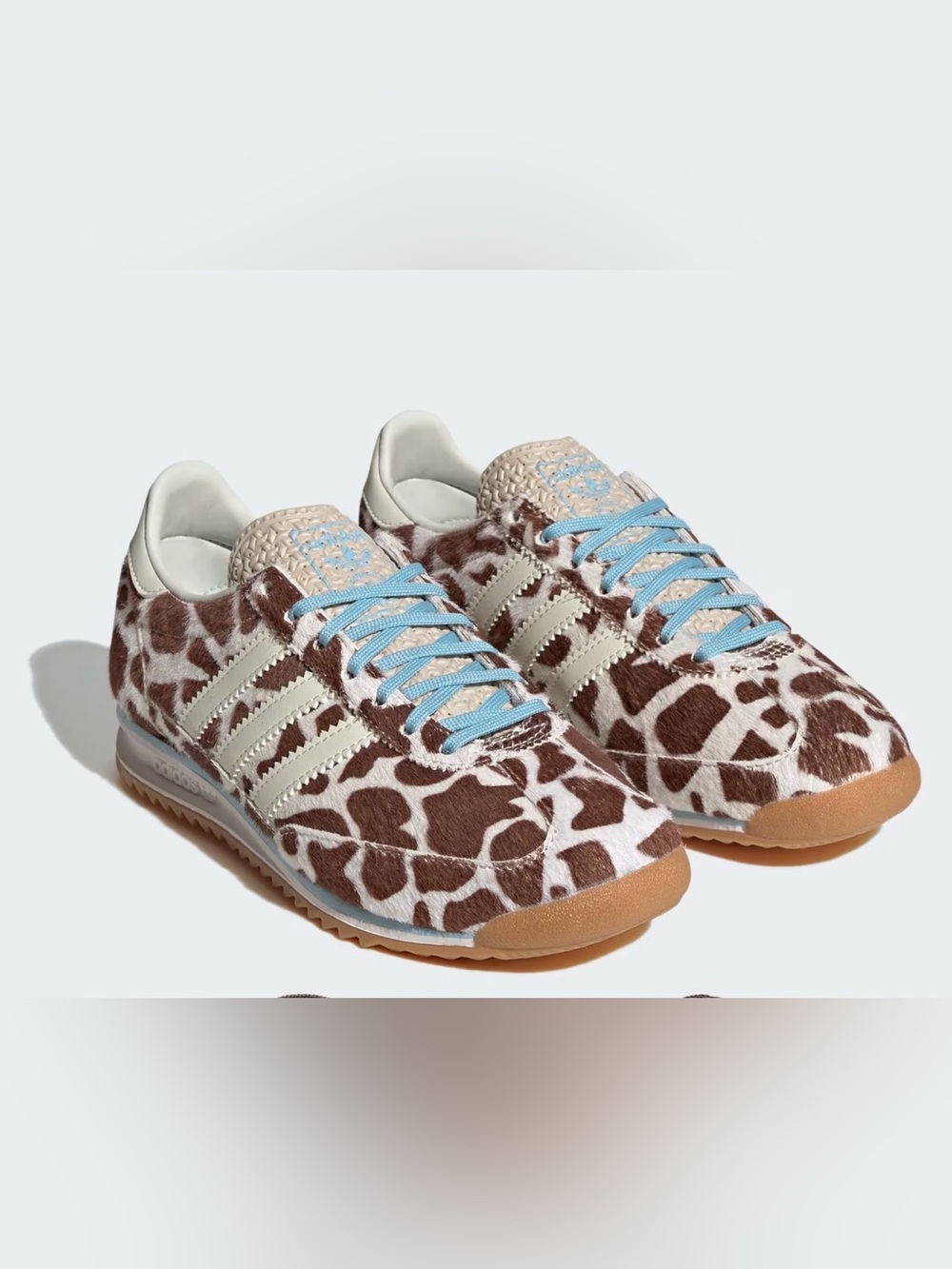 adidas Women's Giraffe-Print Sneakers in Brown, Cream & Light Blue